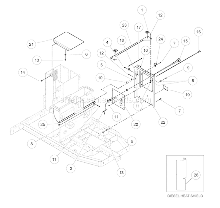 LeftáPaneláAssemblyá%Controlápaneláisásuppliedáwitháengine. Diagram and Parts List for CH6670H 76624 Bear Cat Chipper Shredder